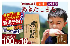 ※令和7年産 新米予約※《定期便10ヶ月》秋田県産 あきたこまち 100kg【玄米】(5kg小分け袋) 2025年産 お届け周期調整可能 隔月に調整OK お米 藤岡農産