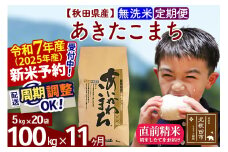 ※令和7年産 新米予約※《定期便11ヶ月》秋田県産 あきたこまち 100kg【無洗米】(5kg小分け袋) 2025年産 お届け周期調整可能 隔月に調整OK お米 藤岡農産