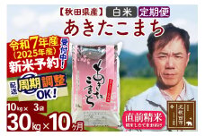 ※令和7年産 新米予約※《定期便10ヶ月》秋田県産 あきたこまち 30kg【白米】(10kg袋) 2025年産 お届け周期調整可能 隔月に調整OK お米 みそらファーム