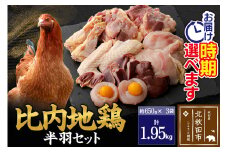 比内地鶏 鶏肉セット（半羽） 1.95kg（650g×3袋） お届け時期選べる 1.95キロ 国産 冷凍 鶏肉 鳥肉 とり肉 配送時期選べる