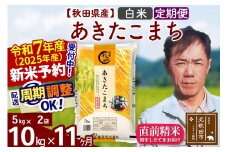 ※令和7年産 新米予約※《定期便11ヶ月》秋田県産 あきたこまち 10kg【白米】(5kg小分け袋) 2025年産 お届け周期調整可能 隔月に調整OK お米 みそらファーム