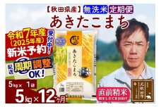 ※令和7年産 新米予約※《定期便12ヶ月》秋田県産 あきたこまち 5kg【無洗米】(5kg小分け袋) 2025年産 お届け時期選べる お届け周期調整可能 隔月に調整OK お米 みそらファーム
