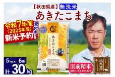 ※令和7年産 新米予約※秋田県産 あきたこまち 30kg【無洗米】(5kg小分け袋)【1回のみお届け】2025産 お米 みそらファーム