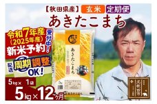 ※令和7年産 新米予約※《定期便12ヶ月》秋田県産 あきたこまち 5kg【玄米】(5kg小分け袋) 2025年産 お届け周期調整可能 隔月に調整OK お米 みそらファーム