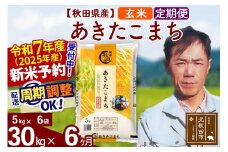 ※令和7年産 新米予約※《定期便6ヶ月》秋田県産 あきたこまち 30kg【玄米】(5kg小分け袋) 2025年産 お届け周期調整可能 隔月に調整OK お米 みそらファーム