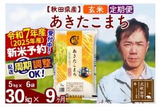 ※令和7年産 新米予約※《定期便9ヶ月》秋田県産 あきたこまち 30kg【玄米】(5kg小分け袋) 2025年産 お届け周期調整可能 隔月に調整OK お米 みそらファーム