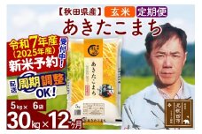 ※令和7年産 新米予約※《定期便12ヶ月》秋田県産 あきたこまち 30kg【玄米】(5kg小分け袋) 2025年産 お届け周期調整可能 隔月に調整OK お米 みそらファーム