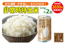 非常時持出米（秋田県産あきたこまち）（110ｇ×2缶）備蓄食料 アウトドア 災害時 長期保存 非常食 防災