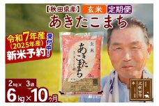 ※令和7年産 新米予約※《定期便10ヶ月》秋田県産 あきたこまち 6kg【玄米】(2kg小分け袋) 2025年産 お届け時期選べる お届け周期調整可能 隔月に調整OK お米 おおもり