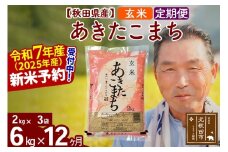 ※令和7年産 新米予約※《定期便12ヶ月》秋田県産 あきたこまち 6kg【玄米】(2kg小分け袋) 2025年産 お届け時期選べる お届け周期調整可能 隔月に調整OK お米 おおもり