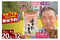 ※令和7年産 新米予約※《定期便12ヶ月》秋田県産 あきたこまち 20kg【3分づき】(5kg小分け袋) 2025年産 お届け時期選べる お届け周期調整可能 隔月に調整OK お米 おおもり
