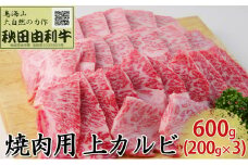 秋田由利牛 焼肉用 上カルビ 600g（200g×3パック 焼き肉）