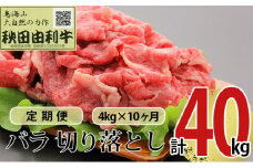 《定期便》10ヶ月連続 秋田由利牛 バラ切り落とし 4kg（1kg×4パック）