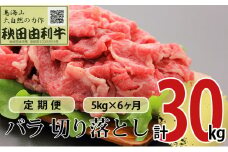 《定期便》6ヶ月連続 秋田由利牛 バラ切り落とし 5kg（1kg×5パック）