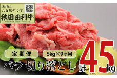 《定期便》9ヶ月連続 秋田由利牛 バラ切り落とし 5kg（1kg×5パック）