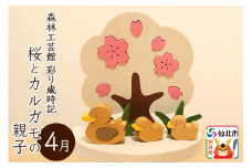 彩り歳時記4月 桜とカルガモの親子＜あきた芸術村 森林工芸館＞