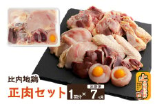 【定期便7ヶ月】秋田県産比内地鶏正肉セット（1羽分）「もも、ムネ、ささみ、ミンチ団子、砂肝、レバー、キンカン(卵)、脂、ハツ」