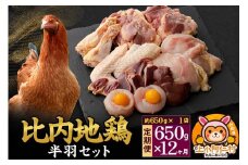 【定期便12ヶ月】比内地鶏 鶏肉セット(半羽) 650g(650g×1袋) 650g 国産 冷凍 鶏肉 鳥肉 とり肉