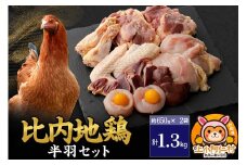 比内地鶏 鶏肉セット(半羽) 1.3kg(650g×2袋) 1.3kg 国産 冷凍 鶏肉 鳥肉 とり肉
