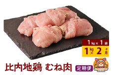 【定期便2ヶ月】比内地鶏 むね肉 1kg(1kg×1袋) 1kg 国産 冷凍 鶏肉 鳥肉 とり肉 ムネ肉