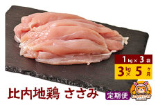 【定期便5ヶ月】比内地鶏 ささみ 3kg(1kg×3袋) 3kg 国産 冷凍 鶏肉 鳥肉 とり肉 ササミ