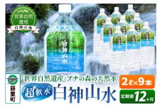 【定期便12ヶ月】白神山水（2L×9本） 水 ミネラルウォーター