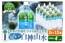 【定期便4ヶ月】白神山水（2L×12本） 水 ミネラルウォーター
