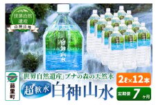 【定期便7ヶ月】白神山水（2L×12本） 水 ミネラルウォーター