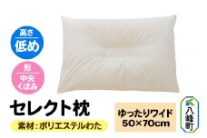 セレクト枕 ポリエステルわた ゆったりワイド 低め 中央くぼみタイプ
