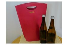 【数量限定】牛革使用 ワインキャリーバック720ml 2本用（ピンク）＋日本酒2本