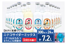 ニテコサイダーミックス 300ml×24本セット 4種（ニテコサイダー6本、りんごサイダー6本、はちみつサイダー6本、炭酸水6本）あきた美郷づくり