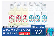 ニテコサイダーミックス 300ml×24本セット 2種（ニテコサイダー12本、りんごサイダー12本）あきた美郷づくり