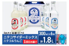 ニテコサイダーミックス 300ml×6本セット 2種（ニテコサイダー3本、りんごサイダー3本）あきた美郷づくり