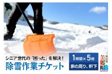 シニア世代の「困った」を解決！除雪サービス利用チケット1時間×5枚【家の周りや軒下の除雪作業に利用可能】