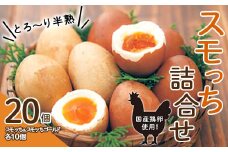 とろ～り半熟 スモッち詰合せ20個セット 燻製 半熟 卵 国産 お取り寄せ 名産品 山形発 くんせい 味付き 塩味 たまご すもっち ギフト F2Y-0772