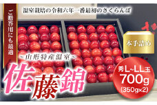 《先行予約 2024年度発送》さくらんぼ 山形特産 温室佐藤錦 秀 L～LL 700g 本手詰め FSY-0111