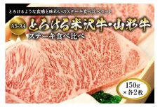A5-A4 とろける米沢牛・山形牛 ステーキ食べ比べ(各150g×2枚) F2Y-1748