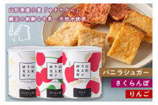 《山形ラスク研究所》山形小麦ラスク 3缶セット(バニラシュガー、さくらんぼ、りんご) F2Y-6292