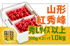 《先行予約 2025年度発送》旬大粒♪山形産紅秀峰☆Lサイズ以上1kg☆バラ詰【6月中旬～7月中旬発送】 FSY-0423