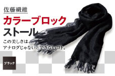 佐藤繊維 カラーブロックストール／ブラック F2Y-5155