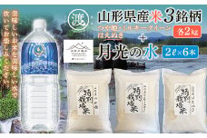 【渡部ファーム】山形県産米3銘柄セットと【山形の極み】月光の水セット F2Y-5320
