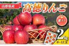 《2025年先行予約》山形県産 蜜入り 高徳りんご 約2kg(6～12玉) 2025年10月下旬から順次発送 りんご リンゴ 林檎 デザート フルーツ 果物 くだもの 果実 食品 山形県 F2Y-5348