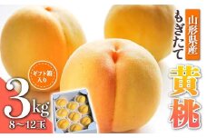 【先行受付 令和7年度発送】山形もぎたて黄桃3kg ギフト箱入り  もも モモ 桃 デザート フルーツ 果物 くだもの 果実 食品 山形県 FSY-0345