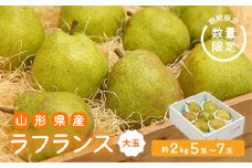 《先行予約 2025年度発送》【王将果樹園】ラフランス大玉2kg～生産量日本一のまちより～  なし ナシ 梨 デザート フルーツ 果物 くだもの 果実 食品 山形県 FSY-1900