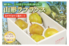 《先行予約 2023年度発送》山形ラフランス 1.2kg おすそ分け2箱セット ～生産量日本一のまちより～ FSY-0050