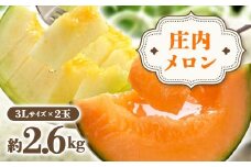《先行予約 2025年度発送》 庄内メロン 2玉3L 約2.6kg  メロン デザート フルーツ 果物 くだもの 果実 食品 山形県 FSY-0702