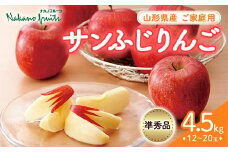 【仲野観光果樹園】≪2025年先行予約≫ご家庭用 山形県産 サンふじりんご 準秀品 4.5kg（12～20玉） 2025年11月下旬から順次発送 りんご リンゴ 林檎 デザート フルーツ 果物 くだもの 果実 食品 山形県 F2Y-5548