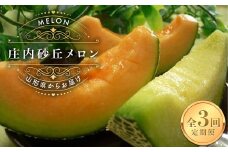 【2025年発送先行予約】 令和7年度発送 庄内砂丘メロン定期便3回お届け FSY-1087