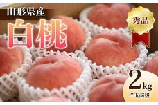 《2025年産 先行予約》山形県産 白桃 秀品 2kg（7玉前後）  もも モモ 桃 デザート フルーツ 果物 くだもの 果実 食品 山形県 FSY-1243