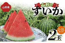 《先行予約 2025年度発送》山形県産すいか 2玉（2～3Lサイズ）  スイカ すいか 西瓜 デザート フルーツ 果物 くだもの 果実 食品 山形県 FSY-1269